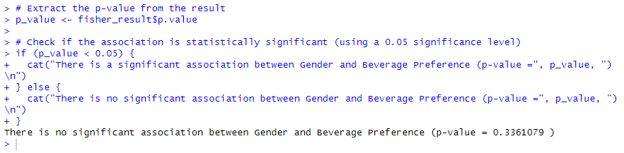 Interpretation of p value in fisher's exact test